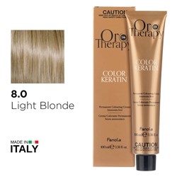 Fanola Oro Therapy Color Keratin Hair Colour 8.0 Light Blonde
