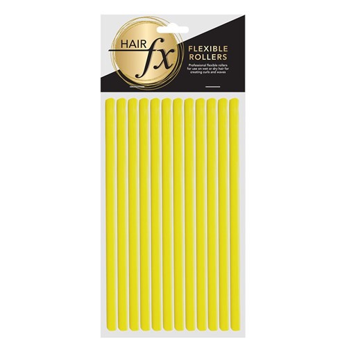 Hair FX Long Flexible Rollers Yellow 12pk