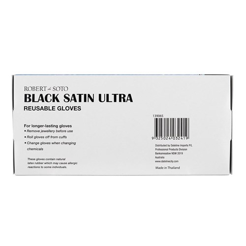 Robert de Soto Black Satin Reusable  Gloves Medium 10pk