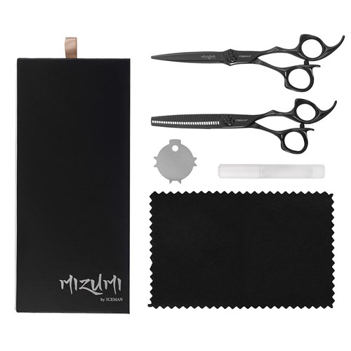Iceman Mizumi Katani 6” Hairdressing Scissors and Thinner Set Black