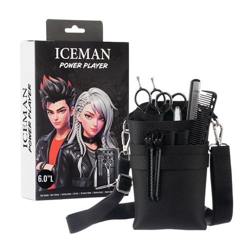 Iceman Power Player 6” Left Handed Hairdressing Scissors Set Black