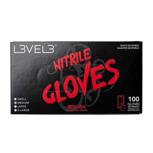 L3VEL3 Nitrile Gloves Red Small 100pk