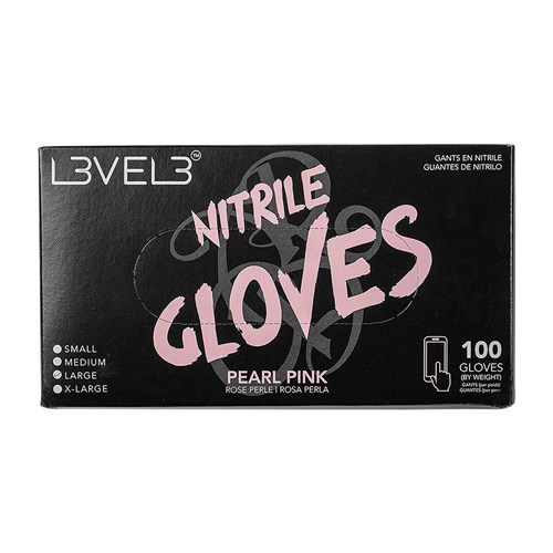 L3VEL3 Nitrile Gloves Pink Large 100pk