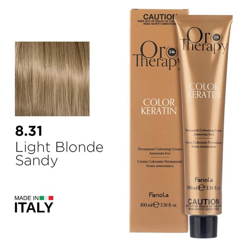 Fanola Oro Therapy Color Keratin Hair Colour 8.31 Light Blonde Sandy