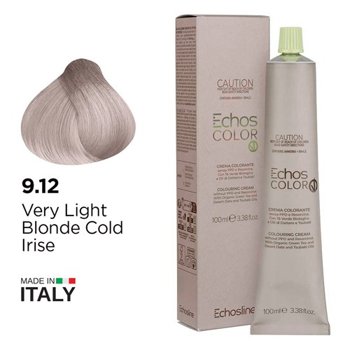 Echos Color Vegan Hair Colour 9.12 Very Light Blonde Cold Irise